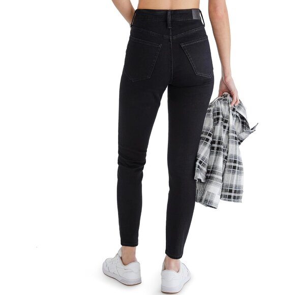 Women's High Rise Jeggings Stretchy Denim Recycled Cotton Spandex Black Size 10 - Picture 3 of 4